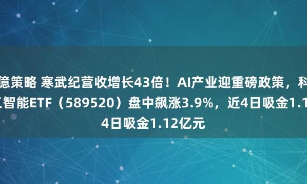 億策略 寒武纪营收增长43倍！AI产业迎重磅政策，科创人工智能ETF（589520）盘中飙涨3.9%，近4日吸金1.12亿元